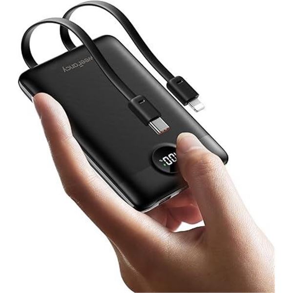 WeeFancy 10,000mAh Power Bank/Portable Charger w/ Built-In Charging Cables - New Sealed