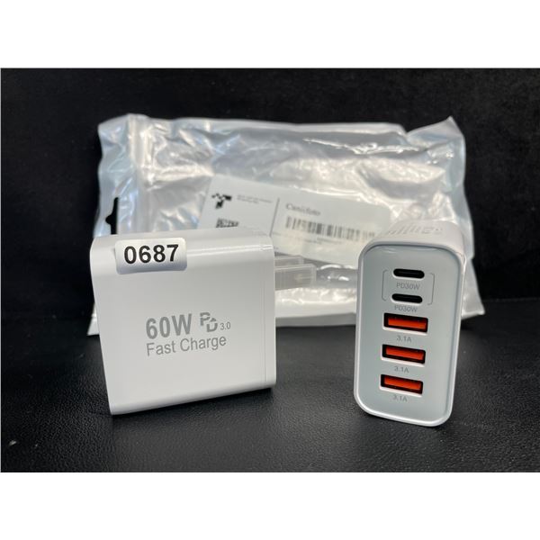 2-Pack of 60W 5-Port USB-C Fast Charger Blocks - New