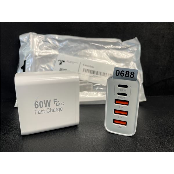 2-Pack of 60W 5-Port USB-C Fast Charger Blocks - New