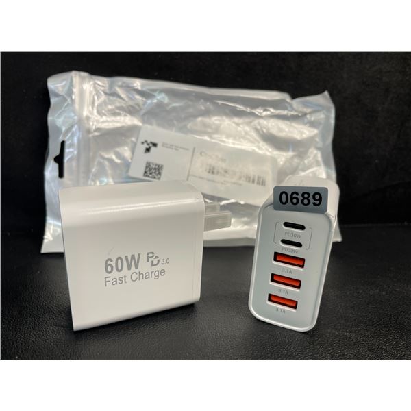 2-Pack of 60W 5-Port USB-C Fast Charger Blocks - New