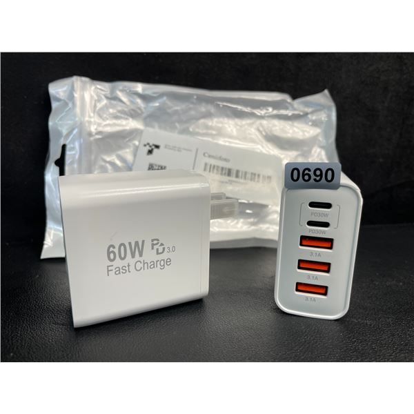 2-Pack of 60W 5-Port USB-C Fast Charger Blocks - New
