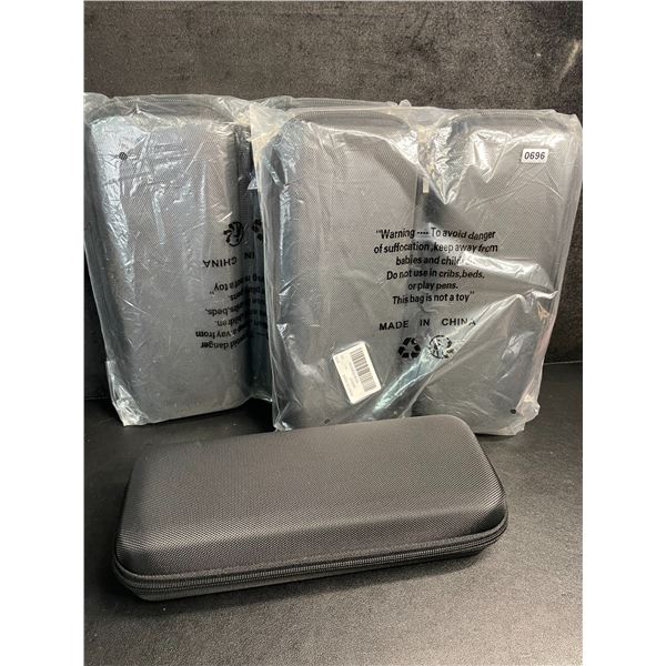 3 Multi-Purpose Storage Zipper Pouches/Hard Storage Cases for Electronics (Black) - New