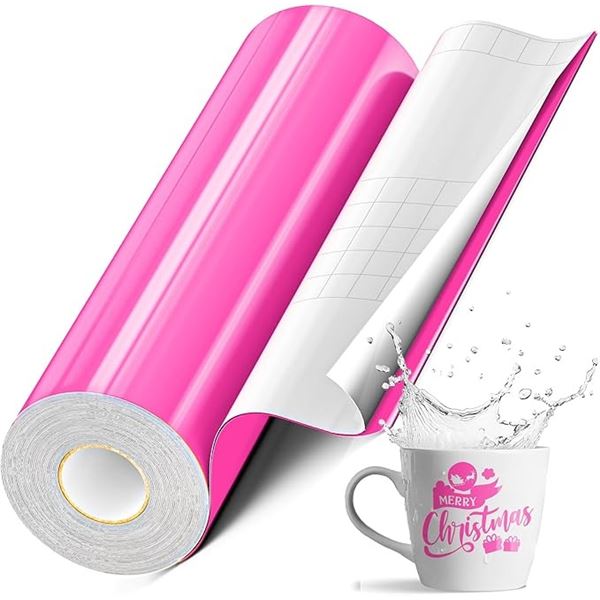 50FT Roll of Pink Permanent Vinyl (12" x 50FT) For Cricut/DIY Crafts, Custom Decals, Mugs, etc. New
