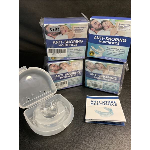 Lot of 4 Anti-Snoring Mouthpieces - Extra Strength - Stops Snoring/Sleep Better - New