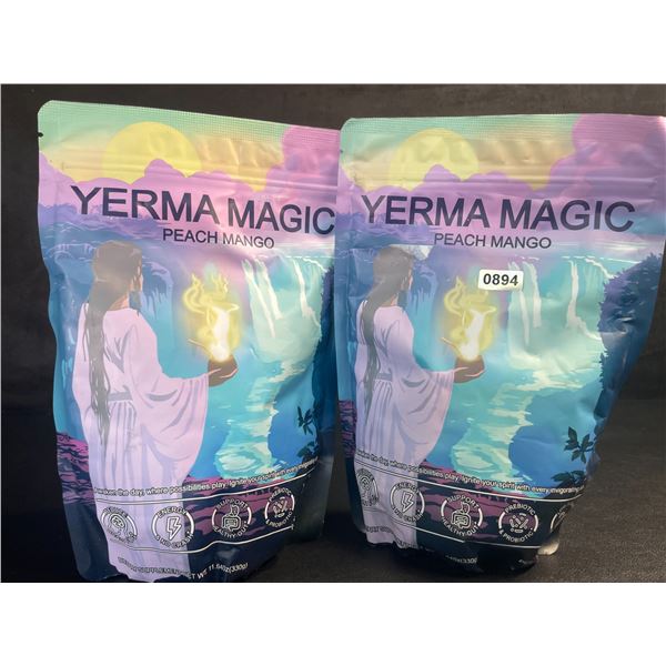 Lot of 2 Yerma Magic Peach Mango Instant Tea Powder (330g) with Prebiotics/Probiotics- New