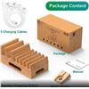 Image 6 : Bamboo Charging Station/Wood Desktop Charging Station Organizer for Multiple Devices - New!