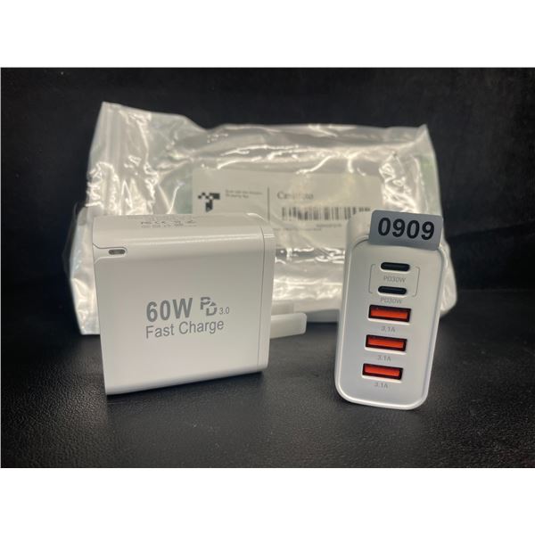 2-Pack of 60W 5-Port USB-C Fast Charger Blocks - New
