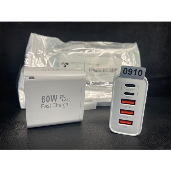 2-Pack of 60W 5-Port USB-C Fast Charger Blocks - New