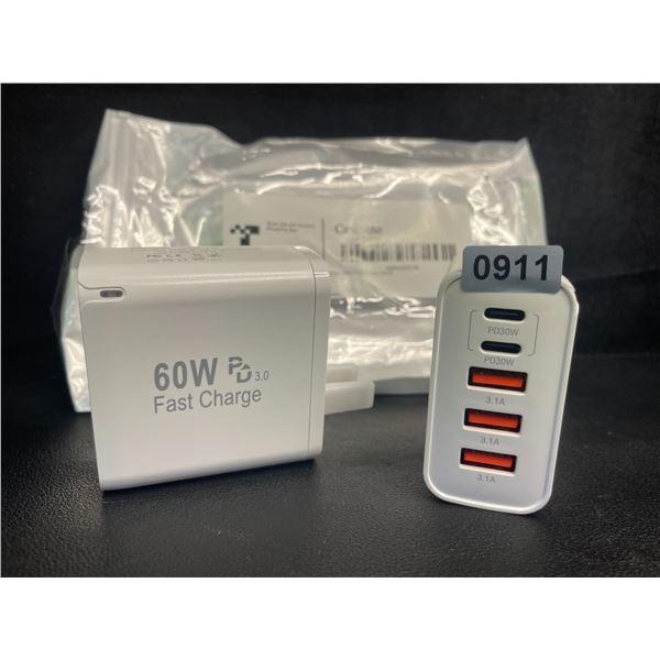 2-Pack of 60W 5-Port USB-C Fast Charger Blocks - New