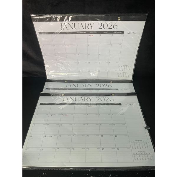 Lot of 3 Large Desk/Wall Monthly Calendars (2026) 17" x 12" Personal Desk Monthly Planner Pads; New