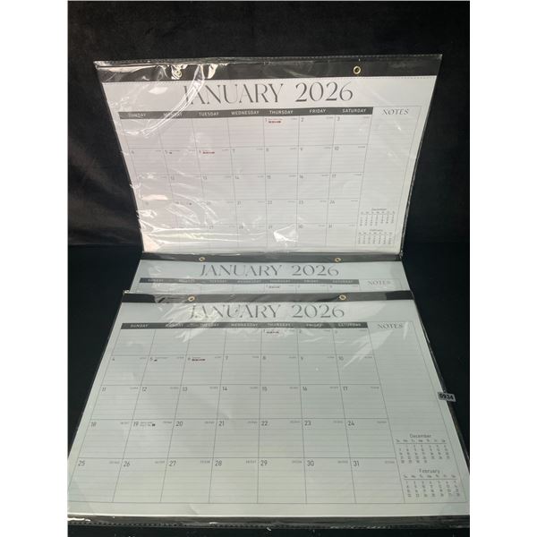 Lot of 3 Large Desk/Wall Monthly Calendars (2026) 17" x 12" Personal Desk Monthly Planner Pads; New