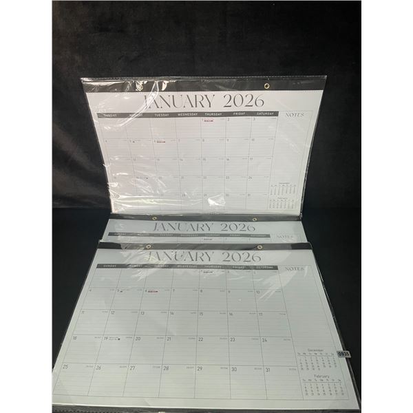 Lot of 3 Large Desk/Wall Monthly Calendars (2026) 17" x 12" Personal Desk Monthly Planner Pads; New