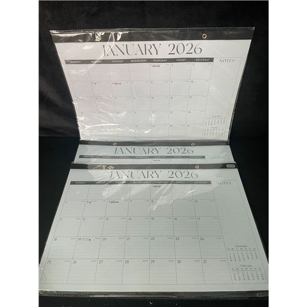 Lot of 3 Large Desk/Wall Monthly Calendars (2026) 17" x 12" Personal Desk Monthly Planner Pads; New