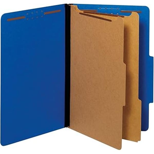 10-Pack Box of Pendaflex Classification File Folders with Dividers & Fasteners (Dark Blue) New