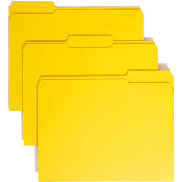 100-Pack Box of Smead File Folders- Letter Size; 1/3-Cut (Yellow) - New