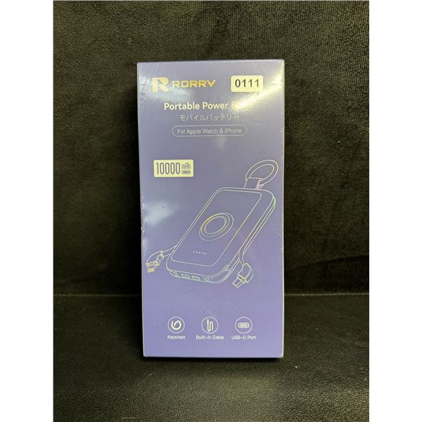 Rorry 10,000mAh Portable Power Bank PD 20W Fast Portable Charger w/ Built-In Cables - New Sealed