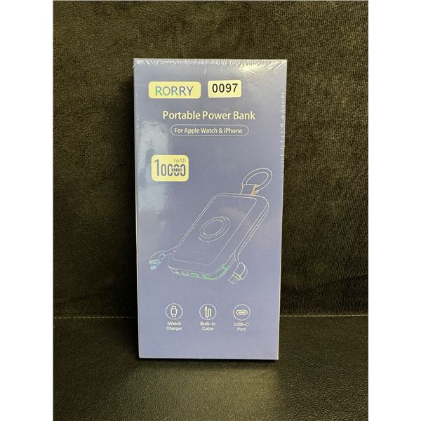 Rorry 10,000mAh Portable Power Bank PD 20W Fast Portable Charger w/ Built-In Cables - New Sealed