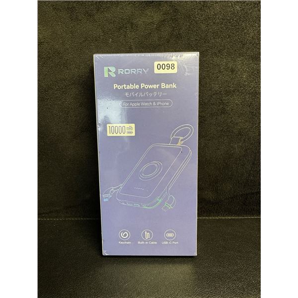 Rorry 10,000mAh Portable Power Bank PD 20W Fast Portable Charger w/ Built-In Cables - New Sealed