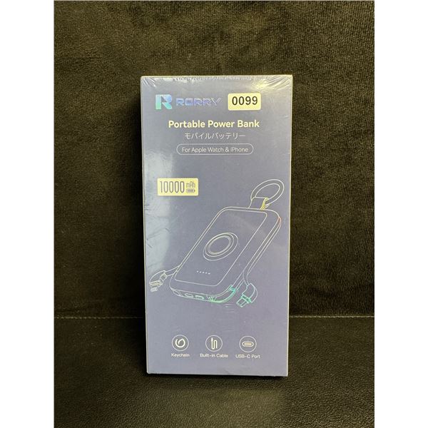 Rorry 10,000mAh Portable Power Bank PD 20W Fast Portable Charger w/ Built-In Cables - New Sealed