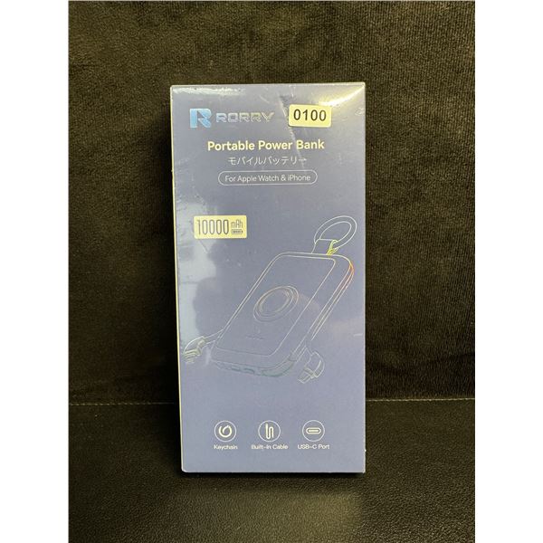 Rorry 10,000mAh Portable Power Bank PD 20W Fast Portable Charger w/ Built-In Cables - New Sealed