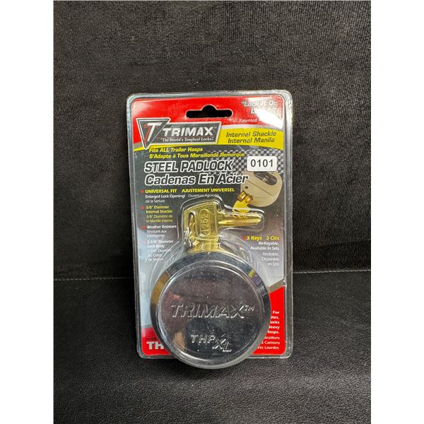 Trimax Steel Padlock Internal Shackle Trailer Door Lock with Keys - Brand New!