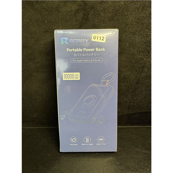 Rorry 10,000mAh Portable Power Bank PD 20W Fast Portable Charger w/ Built-In Cables - New Sealed