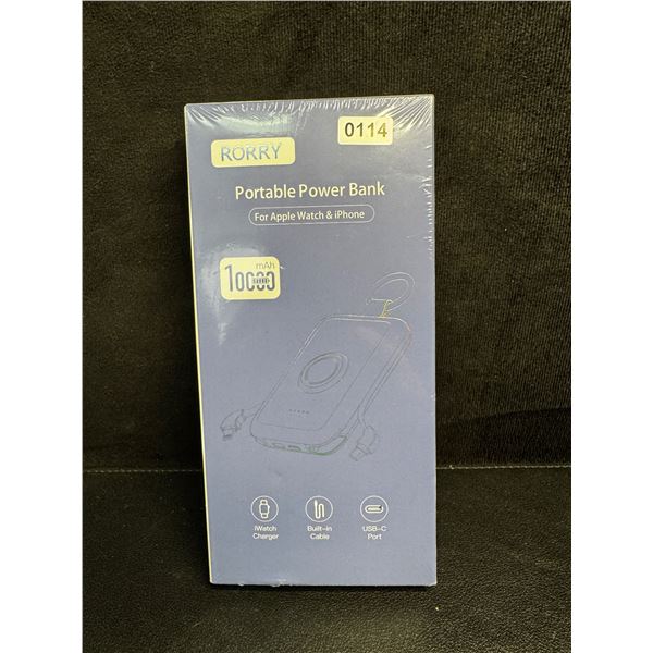 Rorry 10,000mAh Portable Power Bank PD 20W Fast Portable Charger w/ Built-In Cables - New Sealed