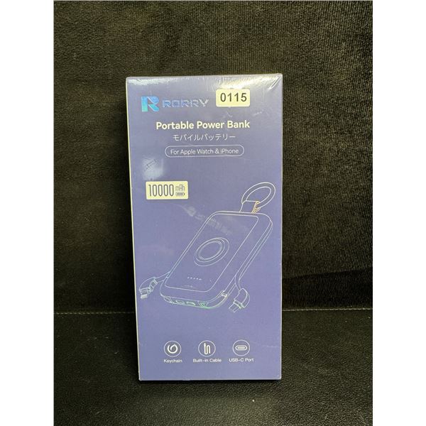 Rorry 10,000mAh Portable Power Bank PD 20W Fast Portable Charger w/ Built-In Cables - New Sealed