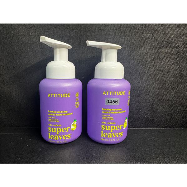 Lot of 2 ATTITUDE Super Leaves Vanilla & Pear Foaming Hand Soap for Kids (295ml) - New