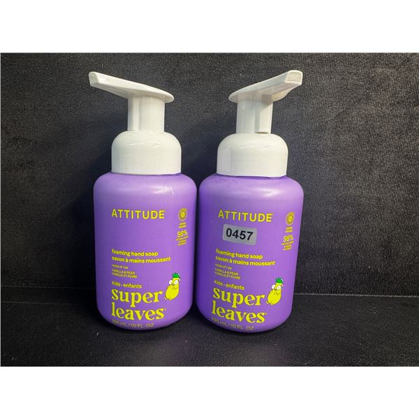 Lot of 2 ATTITUDE Super Leaves Vanilla & Pear Foaming Hand Soap for Kids (295ml) - New