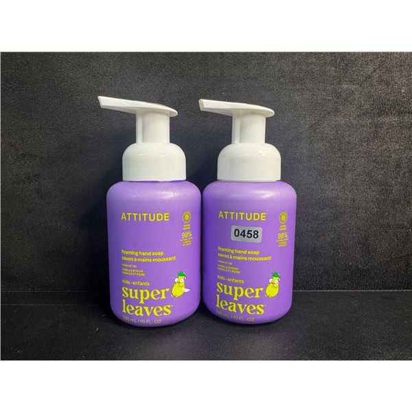 Lot of 2 ATTITUDE Super Leaves Vanilla & Pear Foaming Hand Soap for Kids (295ml) - New