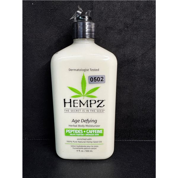 HEMPZ Age Defying Herbal Body Moisturizer (500ml) Peptides + Caffeine Helps Tighten/Energize Skin