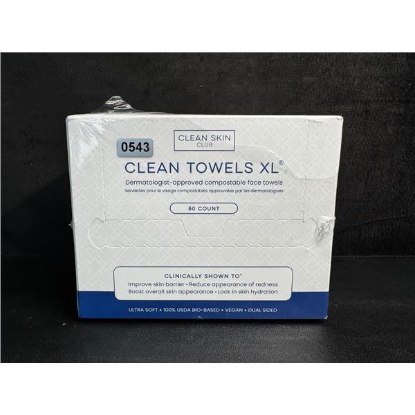 Box of 50PC Clean Towels XL Dermatologist-Approved Compostable Face Towels; Ultra Soft - New