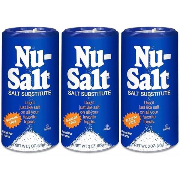 Lot of 3 Nu-Salt Sodium-Free Salt Substitute/Table Salt Alternative (85g) - New