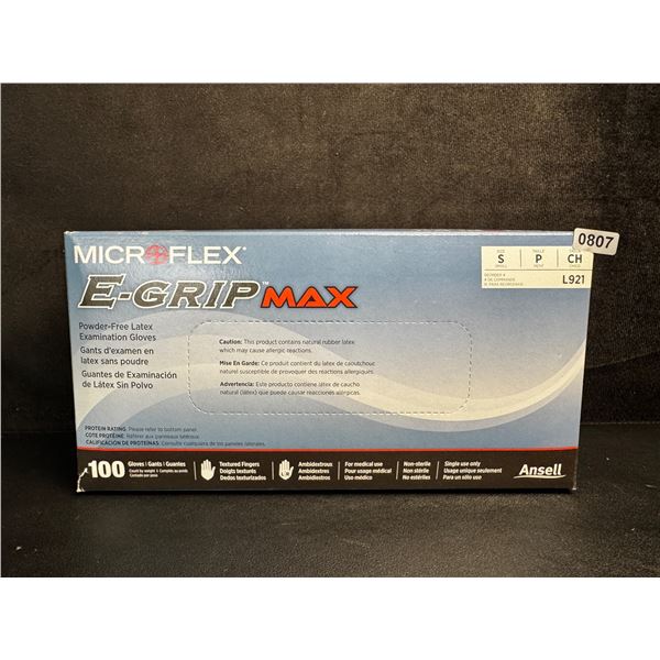 100-Pack Box of Ansell Microflex E-Grip Latex Gloves (Size S) Powder-Free Latex Gloves - New