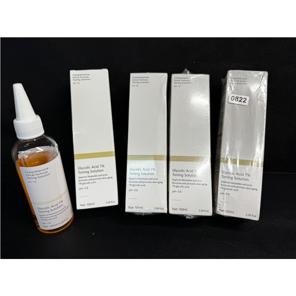 4 Boxes of Glycolic Acid 7% Toning Solution (100ml) Improves Blemishes/Acne/Prevents Skin Aging; New