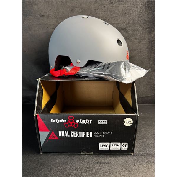 Triple Eight Dual Certified Multi-Sport Helmet - Size L/XL - Grey - New in Box!