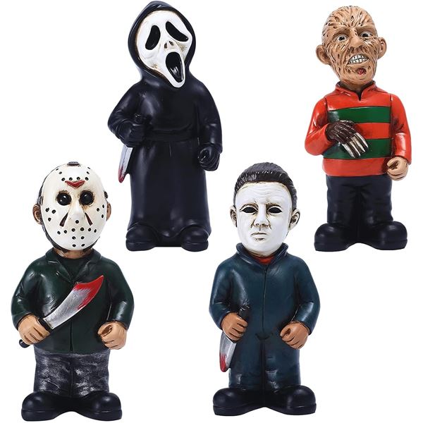 4PC Horror Movie Garden Gnomes/Decor Ornaments for Home/Garden (7" Size) - New