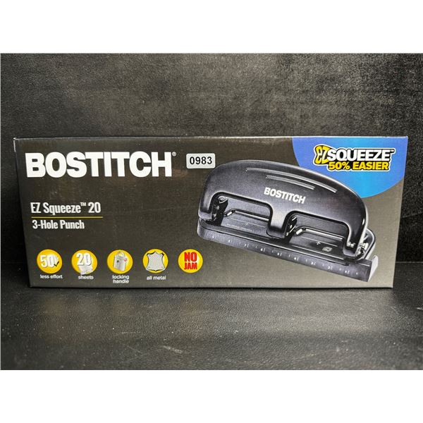 Bostitch EZ Squeeze 20 Sheet 3 Hole Puncher - New