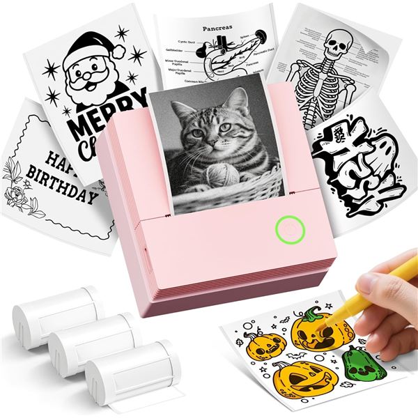 Mini Portable Smart Bluetooth Sticker and Photo Printer PM290C Full Wireless - New