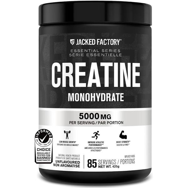 Jacked Factory Essential Series Creatine Monohydrate 425g - 85 Servings - New