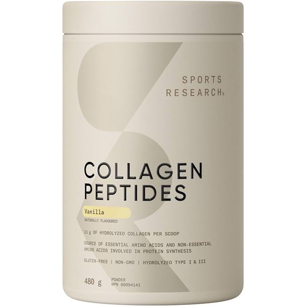 Sports Research Vanilla Flavour Collagen Peptides 480G Size - New