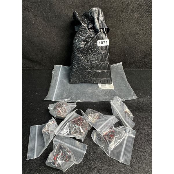 8PC Dungeons and Dragons RPG Metal Dice and Carry Bag - New