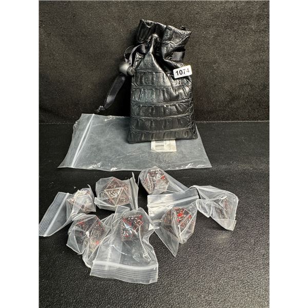 8PC Dungeons and Dragons RPG Metal Dice and Carry Bag - New