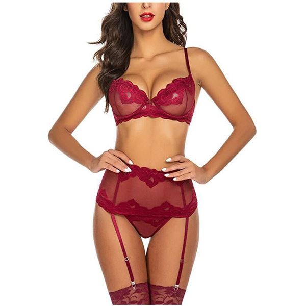 Lisa - WINE high waisted garter set - one each S, M, L, XL, XXL