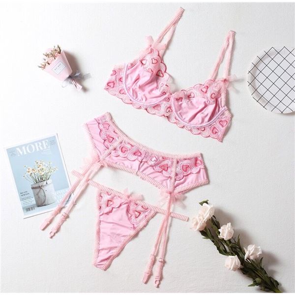 Nichelle - LIGHT PINK heart embroidery set - one each S, L