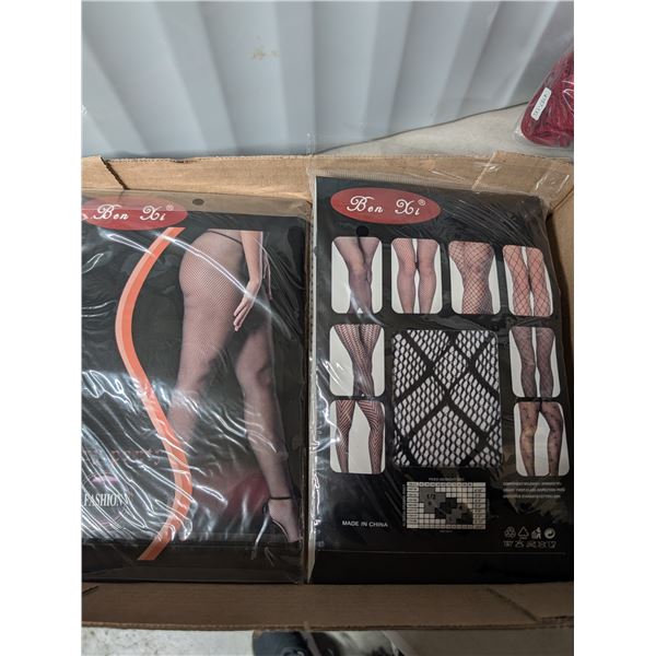 Fishnet Stockings - BLACK patterned full stocking - 2 pairs