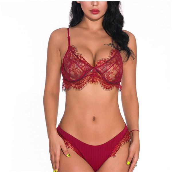 Kayla - RED - bra and panty set - one X-LARGE