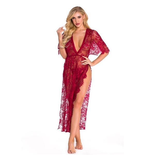 Regan - WINE lace cut out dress - 2 MEDIUM