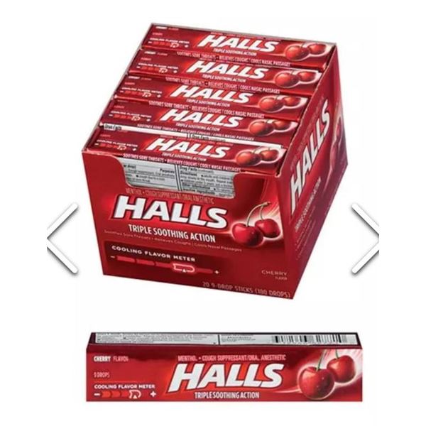 Halls Cherry Flavour Cough Lozenges Pack – 20 x 9 Lozenges